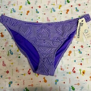 NO BOUNDARIES Womens JRs Crochet Eyelet Bikini Swim Bottom Purple XL (16-18) NWT